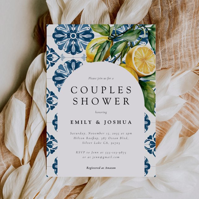 Convite Chuva de Noivas de Limão Cítrico Positano Italiano (Criador carregado)