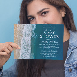 Convite Chuva de Noivas Elegante de Oceano Tropical de Pra