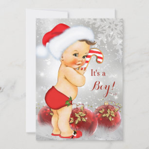 Convite Chuva de Ouro Branco Natal Baby Shower Menino More