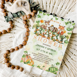 Convite Chuva de Outono Animais da Floresta Baby Shower