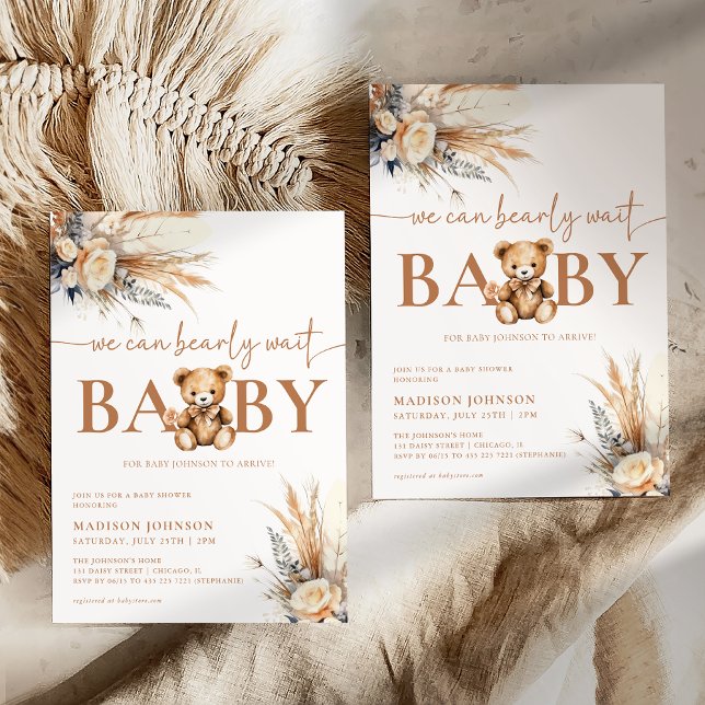 Convite Chuva de Pampas Boho Baby Shower Mal Podemos Esper (Criador carregado)