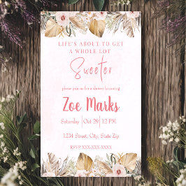 Convite Chuva de Pampas Floral Rosa