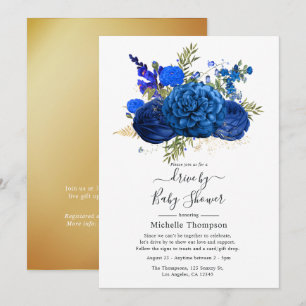 Convite Chuva de Passage Royal Blue e Dourado Falso