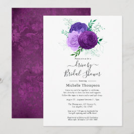 Convite Chuva de Passageiro Floral Roxo e Verde