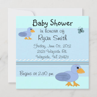 Convite Chuva de Patinhos Azul Baby Shower