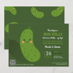 Convite Chuva de Pepino Verde Big Dill Baby Shower
