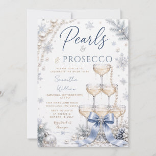 Convite Chuva de Pérolas e Prosecco no Banho de Noiva Azul