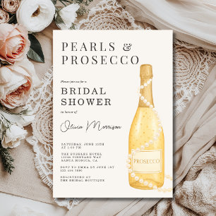 Convite Chuva de Pérolas e Prosecco para Chá de Noiva