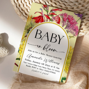 Convite Chuva de Pétalas Amarela Boho Chá de Bebê Baby in