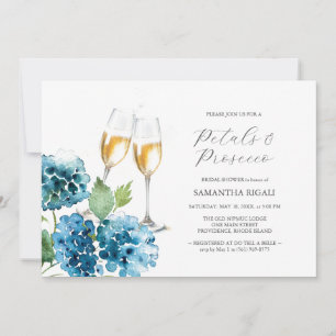 Convite Chuva de Pétalas Azuis e Chá de Noiva com Prosecco