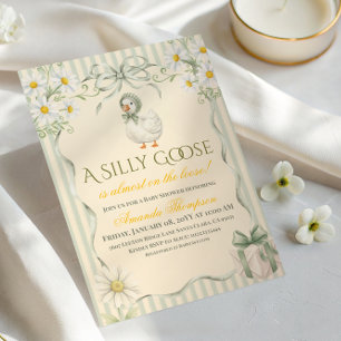 Convite Chuva de Pétalas Boho Daisy, Ganso Bobo, Verde, Ch