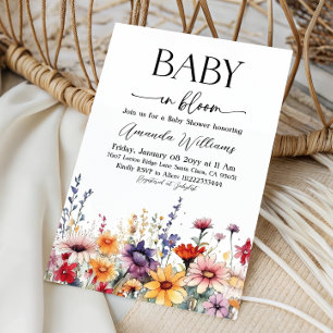 Convite Chuva de Pétalas de Aguarela Baby Shower Floral