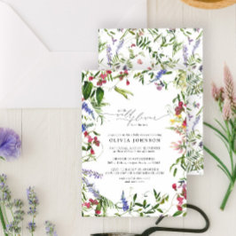 Convite Chuva de Pétalas de Florzinha Script Baby Shower