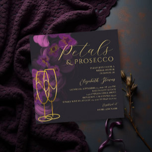Convite Chuva de Pétalas de Orquídea Roxa Prosecco para Ch