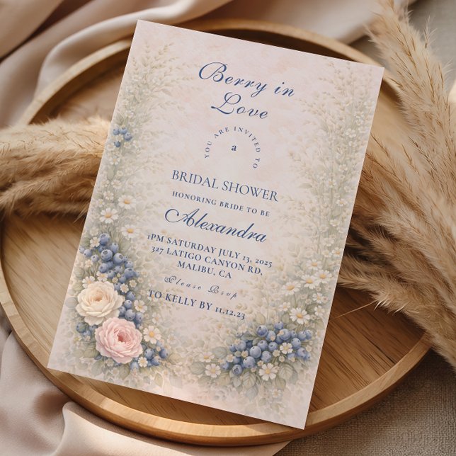 Convite Chuva de Pétalas de Romance de Mirtilo no Chá de N (Criador carregado)