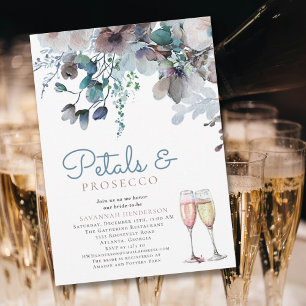 Convite Chuva de Pétalas e Prosecco Azul Chá de Noiva