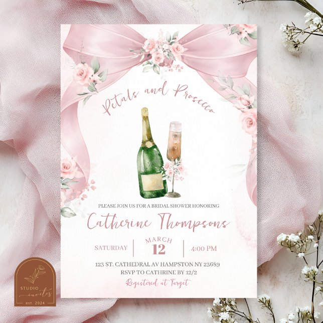 Convite Chuva de Pétalas e Prosecco Coquete Rosa - Chá de  (Criador carregado)