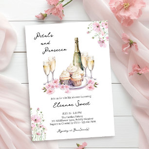 Convite Chuva de Pétalas e Prosecco Rosa Festa de Noivado