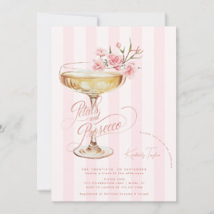 Convite Chuva de Pétalas e Prosecco Rosa Floral Chá de Noi