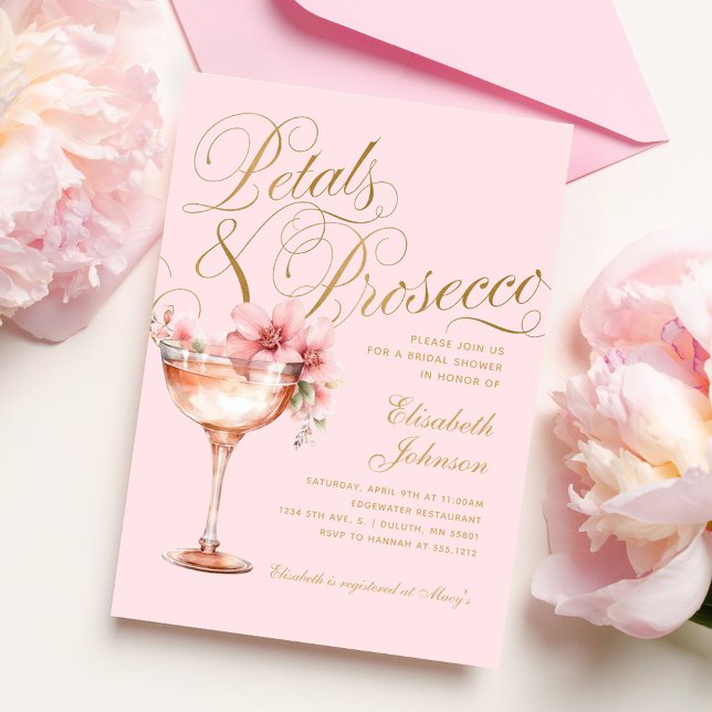 Convite Chuva de Pétalas Florais Rosa Dourado e Chá de Noi (Criador carregado)