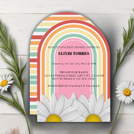 Convite Chuva de Pétalas Retro para Baby Shower