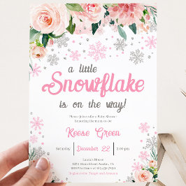 Convite Chuva de Pétalas Rosa Um Pequeno Floco de Neve Chá