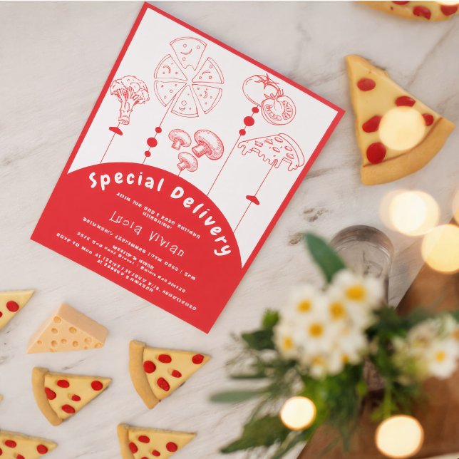 Convite Chuva de Pizza Especial para Chá de Bebê (Criador carregado)