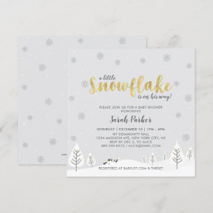 Convite Chuva de Prata e Ouro - Baby Shower de Inverno par