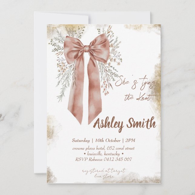 Convite Chuva de presente de noiva com laço de wildflower (Frente)
