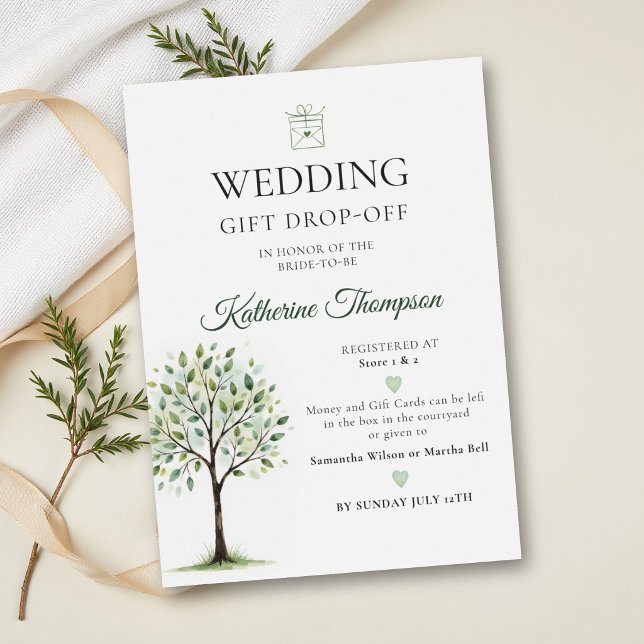 Convite Chuva de Presentes Comunitária da Árvore do Dinhei (money tree community gift drop wedding couple shower classy modern elegant)