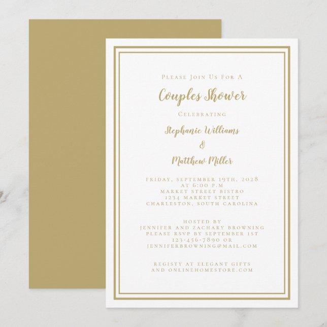 Convite Chuva de Presentes de Casamento Casais Elegante Do (Frente/Verso)