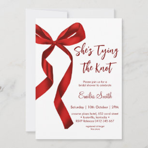 Convite Chuva de presentes de casamento com laço vermelho