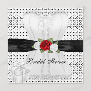 Convite Chuva de Presentes de Noiva Corset Preto Branco Ro