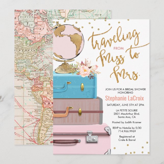 Convite Chuva de Presentes de Noiva: De Senhorita a Senhor (Frente/Verso)