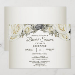 Convite Chuva de Presentes de Noiva Floral Branco Verde Be