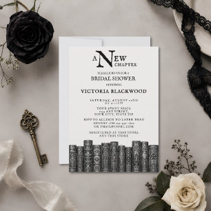 Convite Chuva de Presentes de Noiva Gótica Preto e Branco