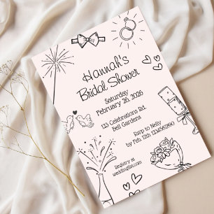 Convite Chuva de Presentes de Noiva, Moderno Boho Minimali