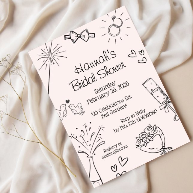 Convite Chuva de Presentes de Noiva, Moderno Boho Minimali (Criador carregado)