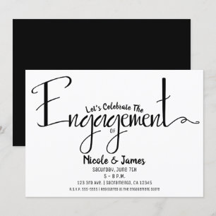 Convite Chuva de Presentes de Noivado Black & White Modern