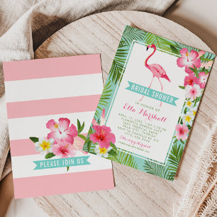 Convite Chuva de Presentes de Noivado de Flamingo Tropical
