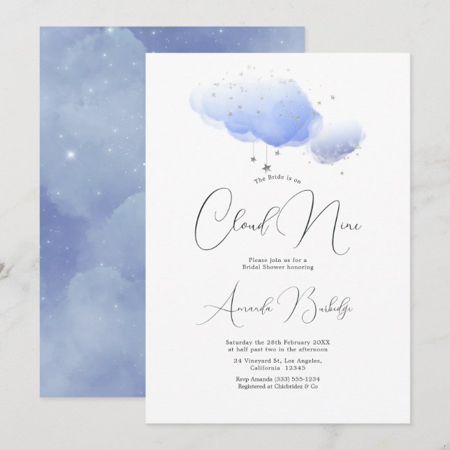 Convite Chuva de Presentes dos Sonhos Nove Nuvens Casament (Frente/Verso)