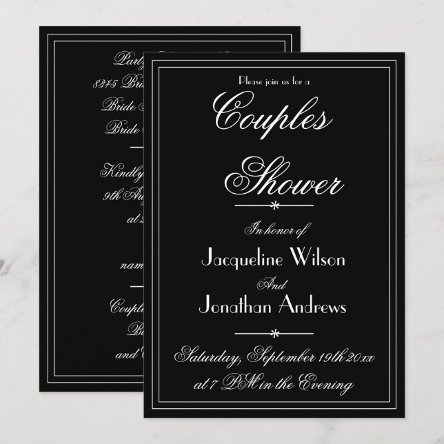 Convite Chuva de Presentes para Casais Simples e Elegante  (Frente/Verso)