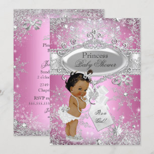 Convite Chuva de Princesa Rosa Natal de Inverno Baby Showe