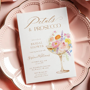 Convite Chuva de Prosecco Floral em Aquarela