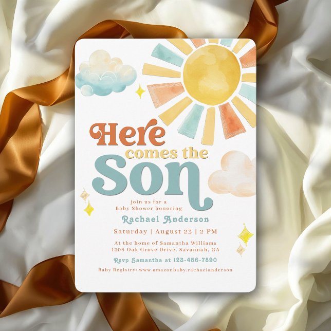 Convite Chuva de Raios de Sol Here Comes the Son Baby Show (Criador carregado)