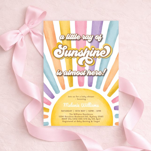 Convite Chuva de Raios de Sol Menina Baby Shower (Criador carregado)