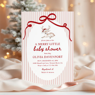 Convite Chuva de Reindeer Vermelho Natal Bebê Shower
