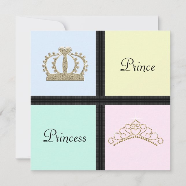 Convite Chuva de Revelação de Gênero de Príncipe Princesa (Frente)