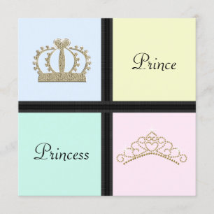 Convite Chuva de Revelação de Gênero de Príncipe Princesa