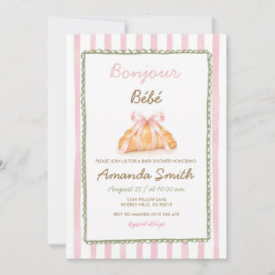 Convite Chuva de Rosa Baby Shower Padaria Francesa Coquett